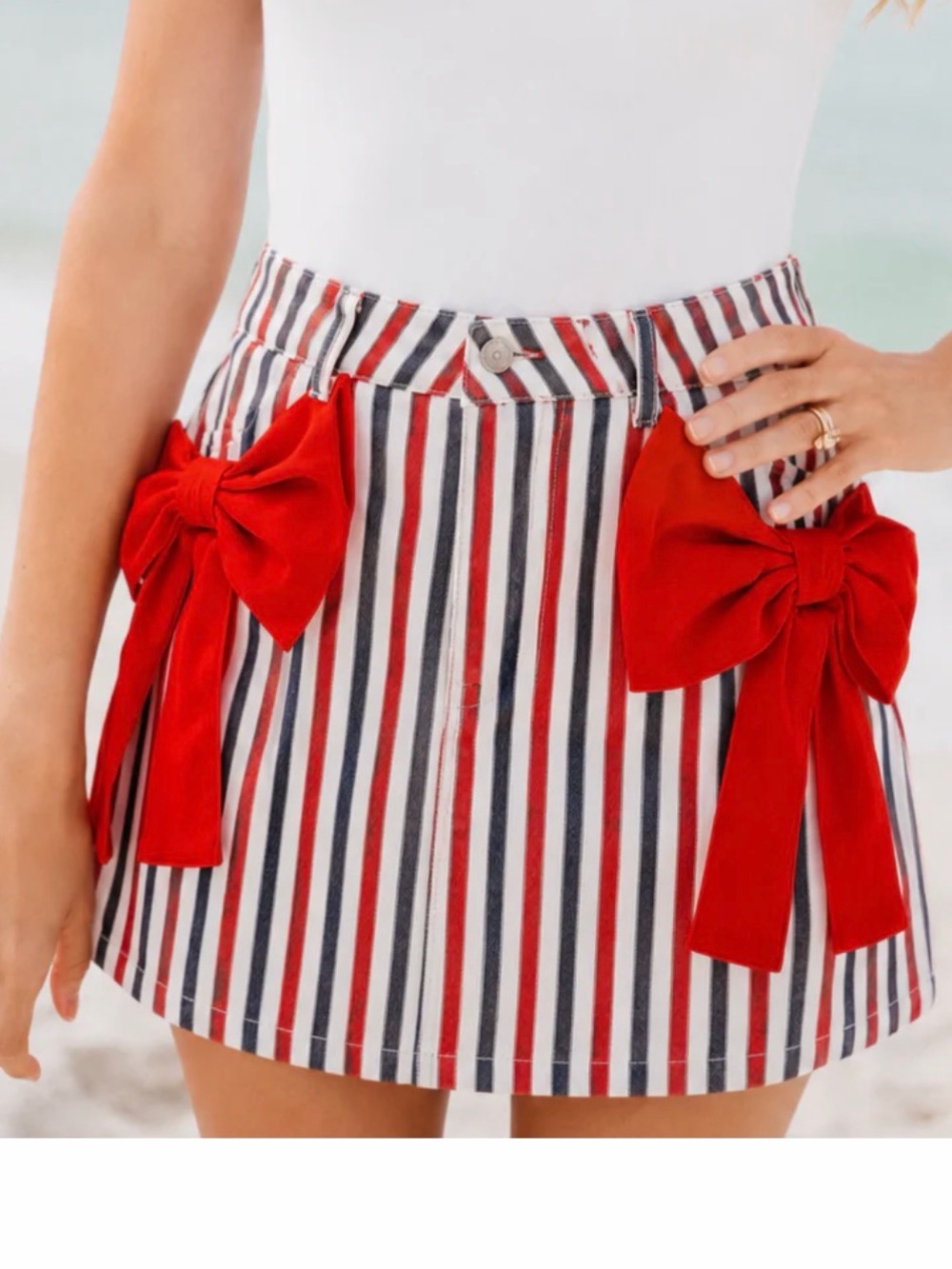 Judith March Striped USA Bow Mini Skirt